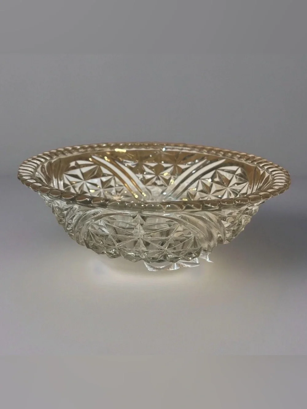 Anchor Hocking Stars and Bars Pattern Clear Crystal 10 1/2” Serving Salad Bowl